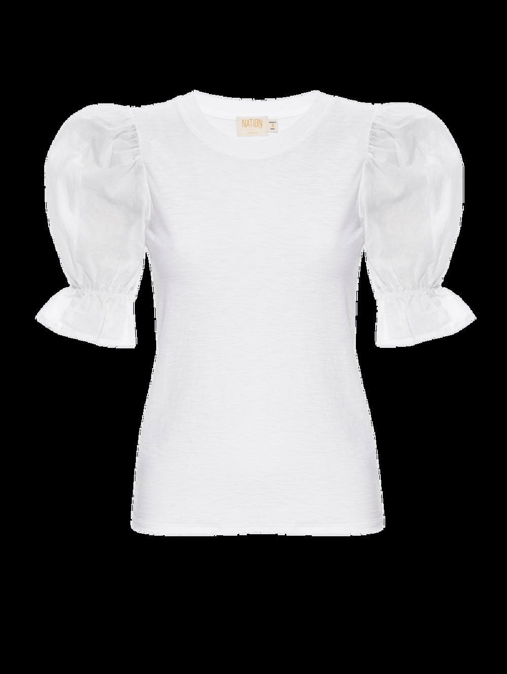 Nation LTD White Mary Puff-Sleeve Cotton T-Shirt